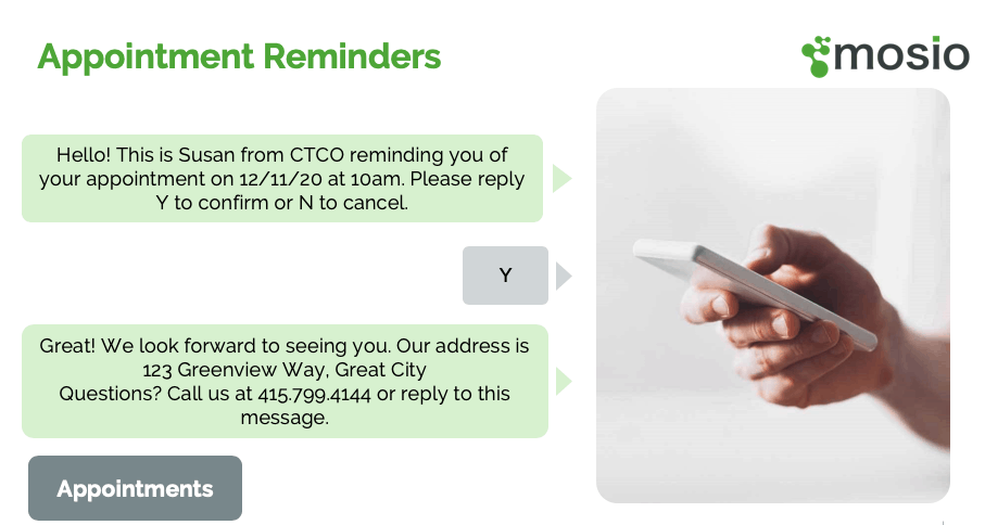 Mosio's Text Message Appointment Reminders